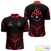 Load image into Gallery viewer, Red Flaming 8 Ball Pool Polo &amp; 1/4-Zip Team Shirt For Men Custom Billiards Ball Apparel NYN2831