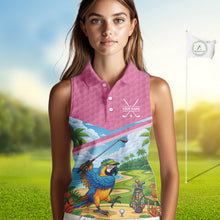 Load image into Gallery viewer, Tropical Funny Parrot Sleeveless Polo Golf Shirts For Women Custom Parrot Golf Attire For Golfers NYN3059