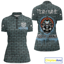 Load image into Gallery viewer, Brick Wall Skull Dartboard Women's Grunge Darts Shirt - Custom Dart Player Uniform NYN0519