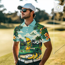 Load image into Gallery viewer, Man wearing banana golfer golf polo shirt on golf course
