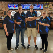 Load image into Gallery viewer, Personalized Black And Blue Flames Dragon Dart Quarter-Zip Shirts For Women Dart Team Jerseys NYN2188