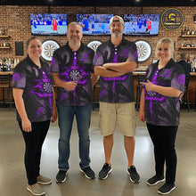 Load image into Gallery viewer, Personalized Raven Purple Flames Crown Darts Quarter-Zip Shirts For Women Cross Dart Gothic Jerseys NYN2195