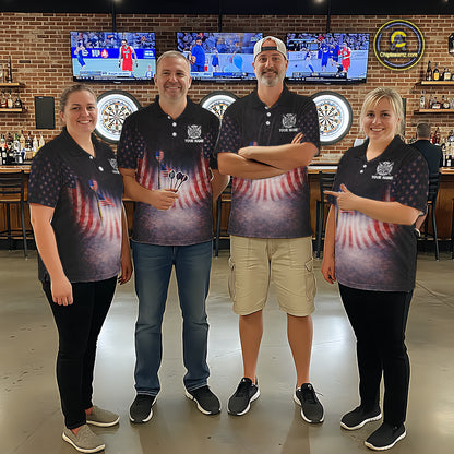 American Flag Grunge Dart Arrow Patriotic Dart 1/4-Zip Shirts For Women Custom Name For Dart Players NYN2685