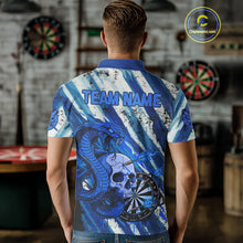Load image into Gallery viewer, White And Blue Cobra Skull Dartboard Custom Men Darts Polo Shirt Grunge Dart Jerseys NYN1929