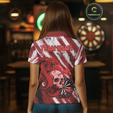 Load image into Gallery viewer, White And Red Cobra Skull Dartboard Custom Women Darts Polo Shirt Grunge Dart Jerseys NYN1930