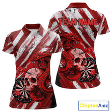 Load image into Gallery viewer, White And Red Cobra Skull Dartboard Custom Women Darts Polo Shirt Grunge Dart Jerseys NYN1930