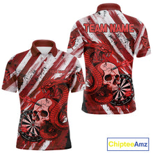 Load image into Gallery viewer, White And Red Cobra Skull Dartboard Custom Men Darts Polo Shirt Grunge Dart Jerseys NYN1930