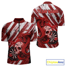 Load image into Gallery viewer, White And Red Cobra Skull Dartboard Custom Men Darts Quarter-Zip  Shirt Grunge Dart Jerseys NYN1930