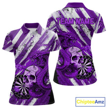 Load image into Gallery viewer, White And Purple Cobra Skull Dartboard Custom Women Darts Polo Shirt Grunge Dart Jerseys NYN1931