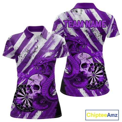 White And Purple Cobra Skull Dartboard Custom Women Darts Polo Shirt Grunge Dart Jerseys NYN1931
