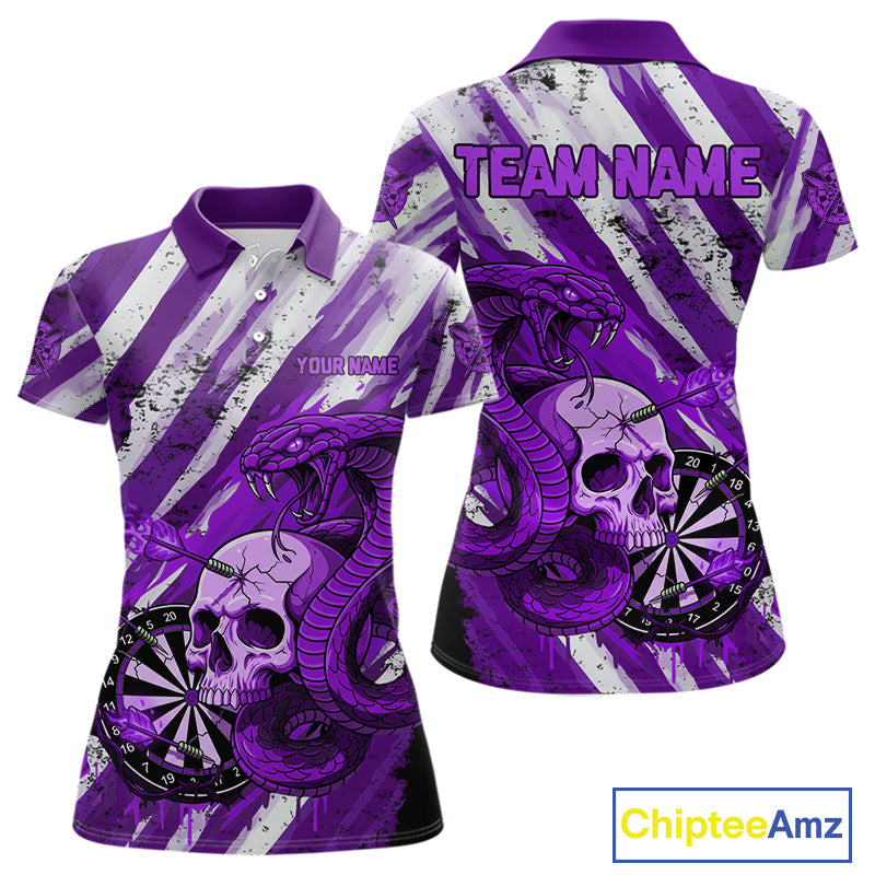 White And Purple Cobra Skull Dartboard Custom Women Darts Polo Shirt Grunge Dart Jerseys NYN1931