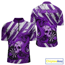 Load image into Gallery viewer, White And Purple Cobra Skull Dartboard Custom Men Darts Quarter-Zip Shirt Grunge Dart Jerseys NYN1931