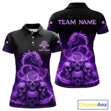 Load image into Gallery viewer, Custom Purple Galaxy Dragon Skulls Dartboard Women Darts Polo Shirt Dart Team Jerseys NYN1932