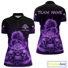 Load image into Gallery viewer, Custom Purple Galaxy Dragon Skulls Dartboard Women Darts Quarter-Zip Shirt Dart Team Jerseys NYN1932