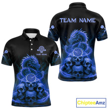 Load image into Gallery viewer, Custom Blue Galaxy Dragon Skulls Dartboard Men Darts Polo Shirt Dart Team Jerseys NYN1934