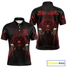 Load image into Gallery viewer, Custom Red Grim Reaper Grey Skull Dartboard Men Darts Polo Shirt Grunge Dart Jerseys NYN1935
