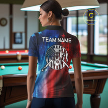 Load image into Gallery viewer, Red - Blue Grunge American Flag Billiard Pool Shirt For Women Personalized Patriot Billiard Team Attire NYN3219