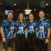 Load image into Gallery viewer, Custom Funny Wolf 8 Ball Billiard Shirt For Women Thunder Lightning Billiard Pool Team Jersey | Blue NYN3222