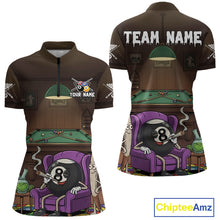 Load image into Gallery viewer, Funny Pool 8 Ball Smoking Women's Billiard Team Shirt Custom Billiard Polo &amp; 1/4 Zip Attire NYN2495