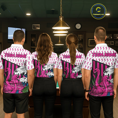 Custom Breast Cancer Awareness Pool Ball Men's Billiard Shirt Funny Flamingo Billiard Attire NYN2504
