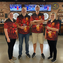 Load image into Gallery viewer, Red|Funny Bull &amp; Beer Thunder Lightning Dart Polo Shirts For Women Custom Name For Darters NYN2698