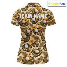 Load image into Gallery viewer, Personalized Tropical Yellow Monstera And Golfs Pattern Custom Golf Polo Shirt For Women Golf Team Clothes NYN2865