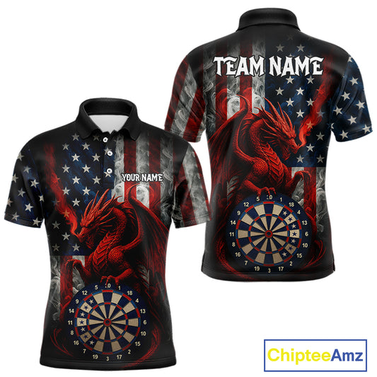 Personalized Smoke US Flag Dartboard Patriotic Dart Jerseys For Men , Dart Team Shirt NYN1097