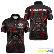 Load image into Gallery viewer, Skull Warrior Red Digital Camo Custom Funny Darts Polo Shirt For Men Dart Jerseys NYN1951