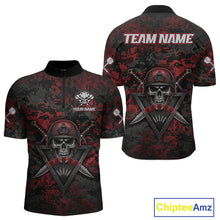 Load image into Gallery viewer, Skull Warrior Red Digital Camo Custom Funny Darts Quarter-Zip Shirt For Men Dart Jerseys NYN1951