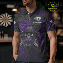 Load image into Gallery viewer, Skull Warrior Purple Digital Camo Custom Funny Darts Polo Shirt For Men Dart Jerseys NYN1952