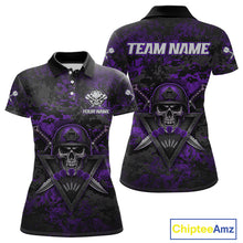 Load image into Gallery viewer, Skull Warrior Purple Digital Camo Custom Funny Darts Polo Shirt For Women Dart Jerseys NYN1952