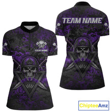 Load image into Gallery viewer, Skull Warrior Purple Digital Camo Custom Funny Darts Quarter-Zip Shirt For Women Dart Jerseys NYN1952