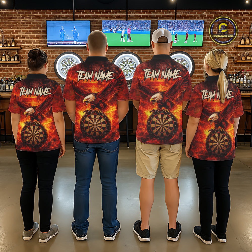 US Flag Eagle Flame Dartboard Darts Quarter-Zip Shirts For Women Custom Patriotic Dart Team Jerseys NYN2507