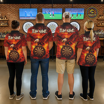 US Flag Eagle Flame Dartboard Darts Quarter-Zip Shirts For Women Custom Patriotic Dart Team Jerseys NYN2507