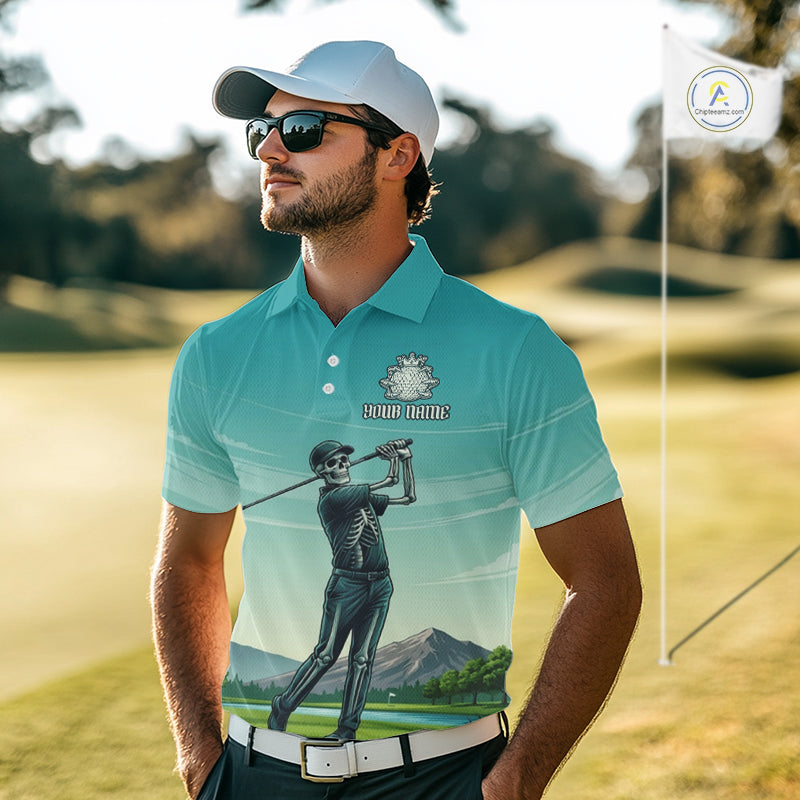 Funny Skeleton Golf Course Golf Polo Shirts For Men Personalized Team Name Golf Clothes NYN3252