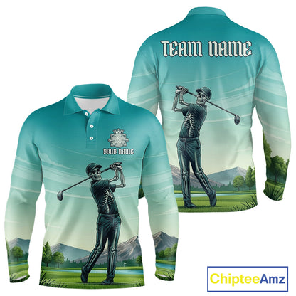 Funny Skeleton Golf Course Golf Polo Shirts For Men Personalized Team Name Golf Clothes NYN3252