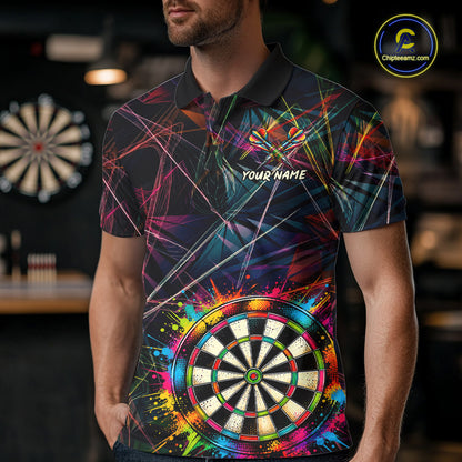 Splatter Paint Dartboard & Arrow Mens Darts Shirt Personalized Colorful Team Darts Jersey NYN3244