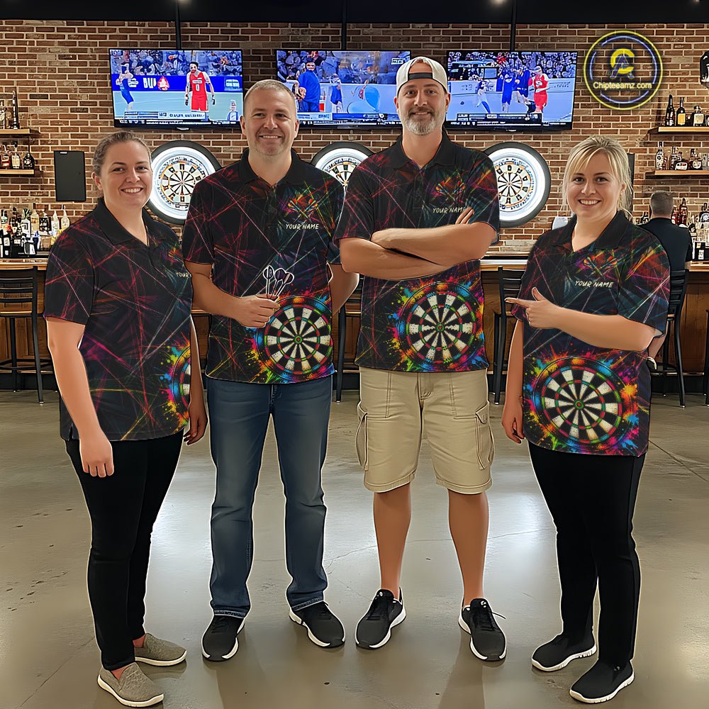 Splatter Paint Dartboard & Arrow Mens Darts Shirt Personalized Colorful Team Darts Jersey NYN3244
