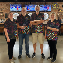 Load image into Gallery viewer, Splatter Paint Dartboard &amp; Arrow Women Darts Shirt Personalized Colorful Team Darts Jersey NYN3244