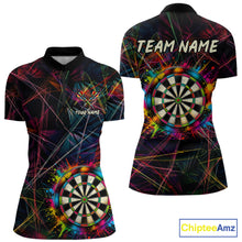 Load image into Gallery viewer, Splatter Paint Dartboard &amp; Arrow Women Darts Shirt Personalized Colorful Team Darts Jersey NYN3244