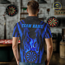 Load image into Gallery viewer, Grunge Black And Blue Flaming Dartboard Mens Darts Shirt Personalized Team Darts Jersey NYN3247