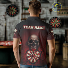 Load image into Gallery viewer, Black And Red Skull Camo Heart Dartboard Darts Polo Shirt For Men Grunge Dart Jerseys NYN1962