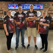 Load image into Gallery viewer, Red Crown Skull Fire Flame Dartboard Women Darts Quarter-zip Shirt Custom Grunge Dart Team Jerseys NYN2514