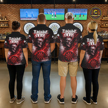 Load image into Gallery viewer, Red Crown Skull Fire Flame Dartboard Women Darts Quarter-zip Shirt Custom Grunge Dart Team Jerseys NYN2514