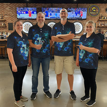Load image into Gallery viewer, Blue Galaxy Roses Groom &amp; Bride Dartboard Women Darts Quarter-zip Shirt Custom Valentine Dart Couple Gifts NYN2516