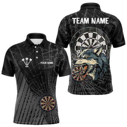 Personalized Wolf Black Darts Boards Polo & 1/4 Zip Shirt For Men, Dart Team Shirts NYN0001