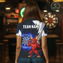 Load image into Gallery viewer, Personalized Blue Dartboard Flame Dart Polo &amp; Quarter Zip Shirt Funny Bull Darts Attire For Women NYN2870