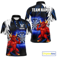 Load image into Gallery viewer, Personalized Blue Dartboard Flame Dart Polo &amp; Quarter Zip Shirt Funny Bull Darts Attire For Men NYN2870