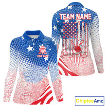 Load image into Gallery viewer, Red, Blue And White American Flag Golf Polo Shirts For Women Custom Patriot Golf Team Tournament NYN3255