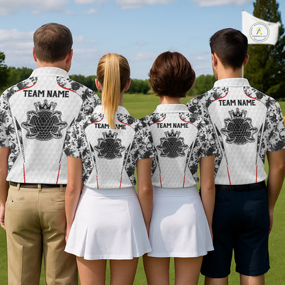 Black And White Skull Roses Golf Polo Shirts For Men Custom Golf Team Attire For Golfers NYN3256